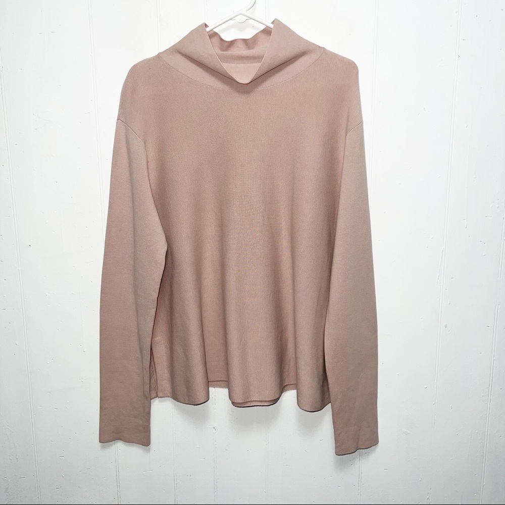 COS Light Pink Mock Neck Long Sleeve Structured Contemporary Sweater